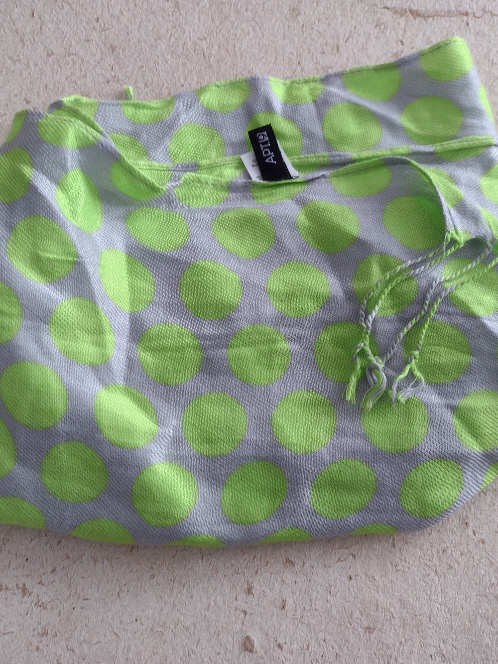 Lime Green Polkadot gray scarf